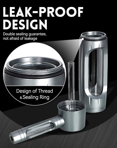 Image of Water Pipe - Portable Hidden Compartment Pipe with Box, Airtight Aircraft Grade Aluminum Metal, Pocket-Sized, Easy to Use and Clean(Grey)