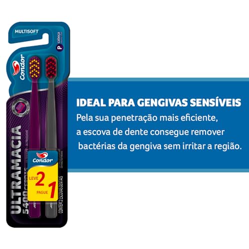 Condor, Escova de Dente Multisoft, Cerdas Ultramacias, Ideal para Gengivas Sensíveis, Leve 2 Pague 1