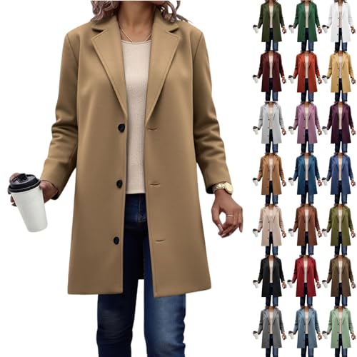 Image of long trench coat for women Trench Coat Women Plus Size Trendy Casual Long Winter Coats Fall Jackets 2025 Formal Warm Wool Peacoat Outwear