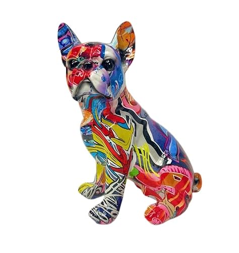 Increfunhome Graffiti Dog Figurines, Colorful Abstract Art Sculpture, Decorative Home Decor Statue, Dog Statue Home Ornaments (Dog Bulldog)