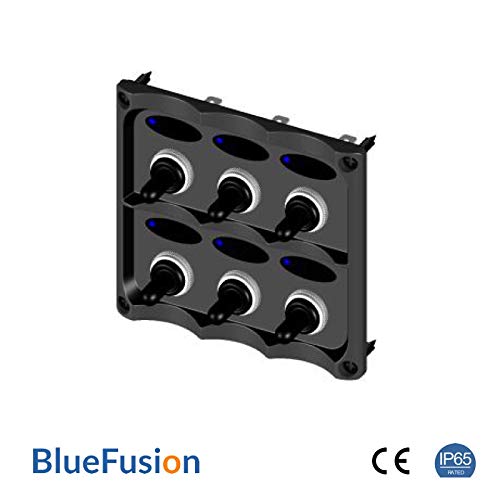 Switch Panel with Toggle Switch, 6 Gang, Blue LED, 12V, IP Rated - BlueFusion