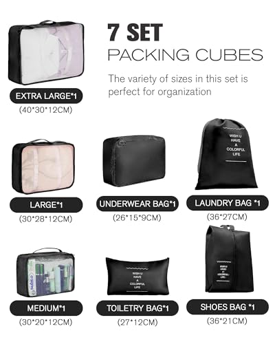 10 Piece Luggage Sets, 3 Piece Suitcase Set, 20 Carry on Luggage, 24 and 28 Checked Luggage with 7PC Packing Cubes image 4