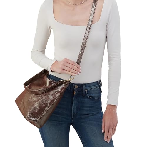 Image of HOBO Pier Leather Shoulder Bag for Women, Convertible to Crossbody