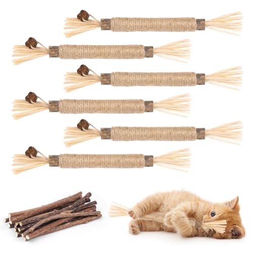 OSDUE Palitos de Catnip para Gatos, 21 Piezas Masticar Palos Gato Naturales Matatabi Silvervine Palos Juguetes de Hierba Gatera de Limpieza de Dientes y Liberación de Estrés Palillos para Masticar
