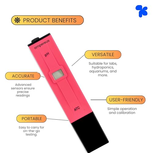Image of AMPEREUS Digital pH Meter | Water Quality Tester for Home, RO, Aquarium & More | Accurate Water Purity, pH Level & TDS Checker for Reliable Testing