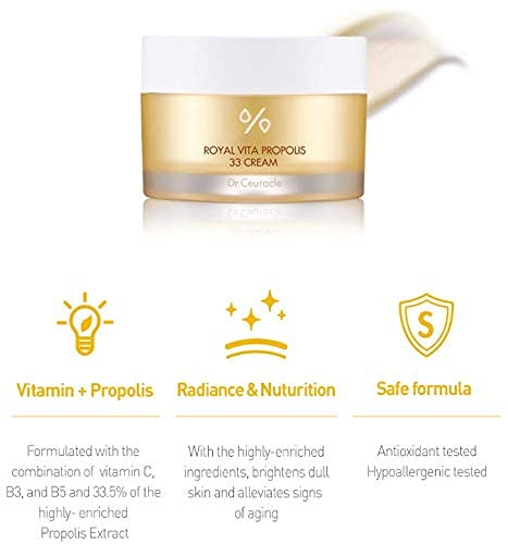 Dr. Ceuracle Dr.Ceuracle Royal Vita Propolis 33 Cream (50ml / 1.69 fl. oz.) - Ultimate Glow and Nourish Cream for Radiant Skin, Vitamin, Propolis, Royal Jelly Extract