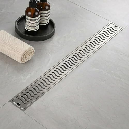 Image of EVANEX 30x4 Inch Shower Drain Channel | Linear Bathroom Drainer | Waste Water Floor Drain Channel | 304 Stainless Steel Bathroom Drainer with Anti Cockroach Trap | Bathroom Jali