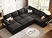 SUAWY 108 Inch Modular Sectional Sofa with Pull Out Bed, U Shaped 7 Seat Sectional Sleeper Sofa with Storage, Sectional Couches for Living Room,Cloud Modular Couch, Removable Sofa Cover, Black