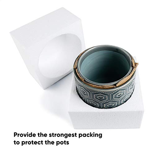 Greenaholics Ceramic Flower Pots - 6 Inch + 5 Inch Planters With Drainage Holes For Succulent Herb Indoor Decoration - Blue, Set Of 2 #TOP4