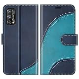 BoxTii Cover per Oppo Realme 7 PRO, Custodia in PU Pelle Portafoglio per Realme 7 PRO, Magnetica Cover a Libro con Slot per Schede, Blu