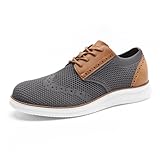Rihero Mens Casual Dress Oxfords Fashion Sneakers Business Comfortable Walking Shoes Mesh Breathable Running Tennis Shoes Grey Size 11