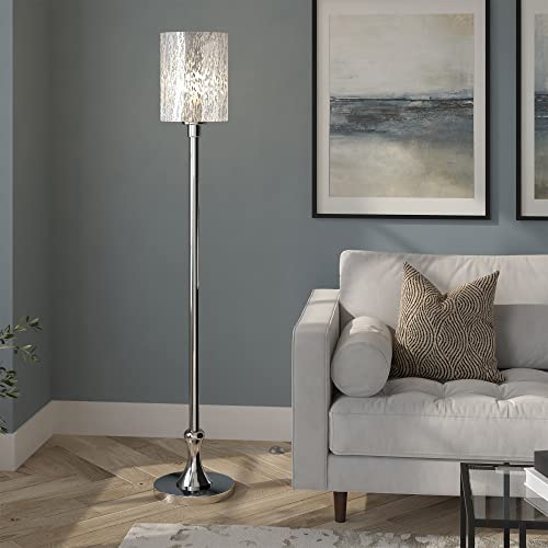 Numit 68.75" Tall Floor Lamp With Glass Shade In Brushed Nickel/Mercury Glass #TOP2