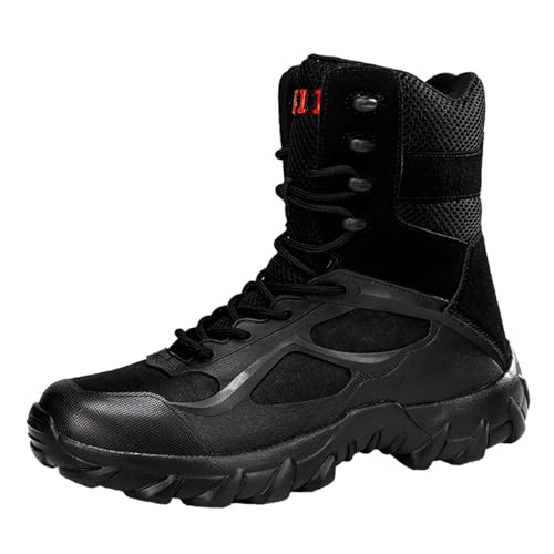 YUKTOPA Herren Military Stiefel Atmungsaktive Verschleißfeste Wüste Armee Combat Patrol Tactical Einsatzstiefel Outdoor ​Wandern Bergsteigen Offroad Angeln Jagen schwarz42