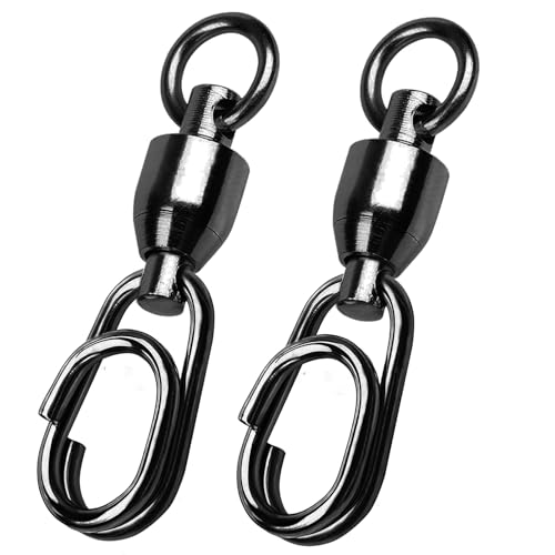 QISHUO High Strength Fishing Swivel Steel Ball Bearing Fishing Swivels Stainless Connector Rolling Snap Swivels Fishing Black Nickel 25pcs 30lbs