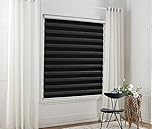 Taiyuhomes Day and Night Zebra Roller Blind Gradient Double Fabric Translucent or Blackout Vision Curtains for Window and Door with Aluminium Cassette (Pure black, Width 105cm X Height 150cm)