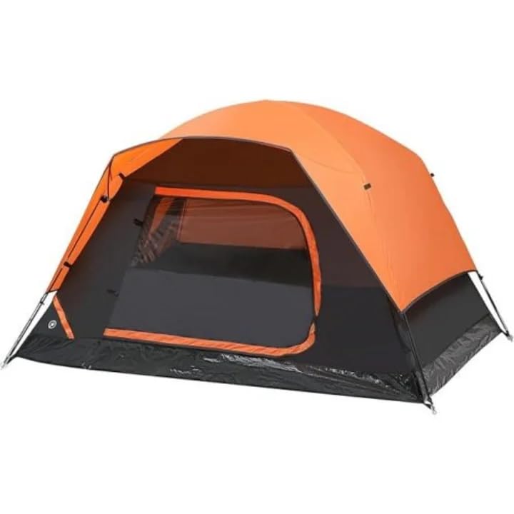Carpa para camping 2-4 personas negra y naranja miniatura 1