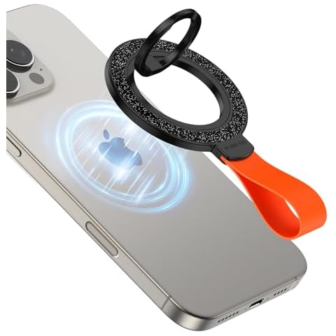 Magnetic Phone Loop Grip Compatible with iPhone 16/16 Pro/16 Pro Max/16 Plus/15/14/13/12 MagSafe Loop MagSafe Finger Ring, Car Phone Loop Holder Magnetic Stand Rotatable Detachable Wireless Kickstand Cover