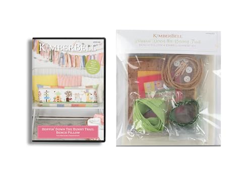 Image of Kimberbell Hoppin' Down The Bunny Trail Bench Pillow Bundle: Embroidery Design CD with Embellishment Kit Included