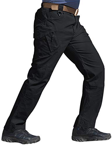 Susclude Men's Outdoor Cargo Work Trousers Military Tactical Pants Ripstop Assault Combat Trousers Hiking Pants Black 32Wx30L #TOP1