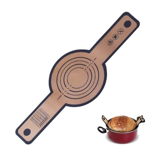 Eslinga de silicona para pan, alfombrilla de transferencia de mango largo, asas de alfombrilla para hornear, resistente al calor, antiadherente, ideal para horno holandés, hierro fundido, pan, hornear