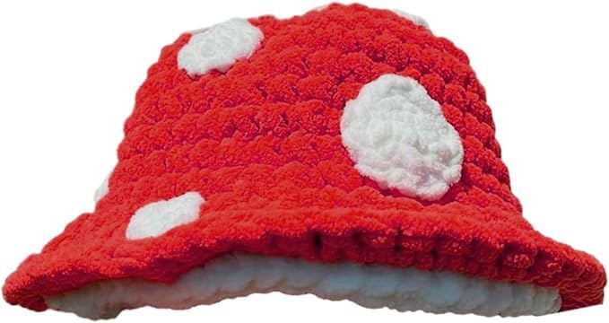 Mushroom Hat, Funny Knit Winter Hats for Women Spotted Crochet Bucket Hats for Woman Birthday Christmas Valentine's Day Gifts for Her - Image 8