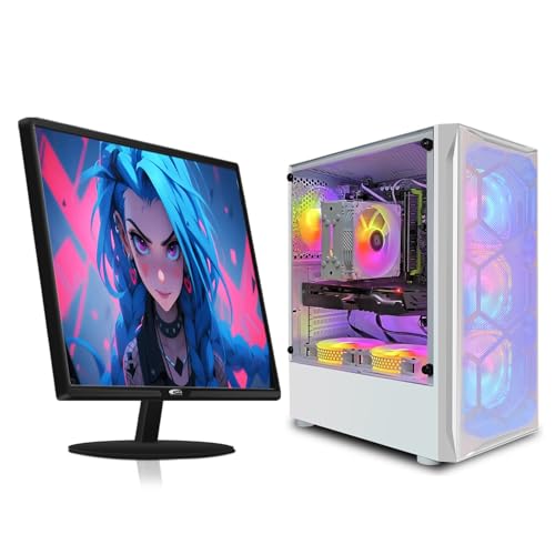 STGAubron Gaming PC Bundle with 24 Inch FHD LED Monitor- GeForce RTX 2060 Super 8G, AMD Ryzen 7 Pro 2700 up to 4.1G, 16GB DDR4, 1TB SSD, RGB Fan x6, Windows 11 Home