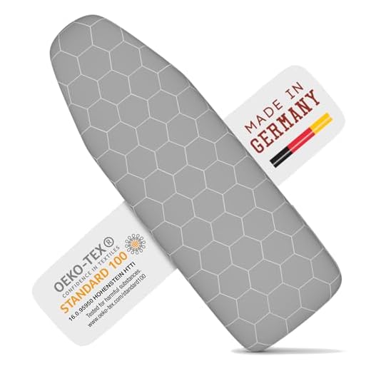arteneur Strykbrädsöverdrag 120 x 40 cm – tillverkat i Tyskland strykbräda skydd för ångstrykjärn – enkel passform i flera storlekar – grå med elastiskt band, aluminiumbeläggning, genomtränglig ånga och värmereflekterande (M)