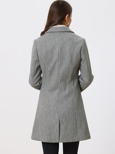 Image of Allegra K Womens Winter Elegant Pea Coat 2026 Single Breasted Long Overcoat | Notch Lapel Collar, Warm, Work Office Trench Coats,Outwear Outfit