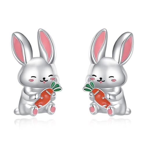 Boucles d'oreilles lapin argent 925 YAFEINI bijou Pâques femme