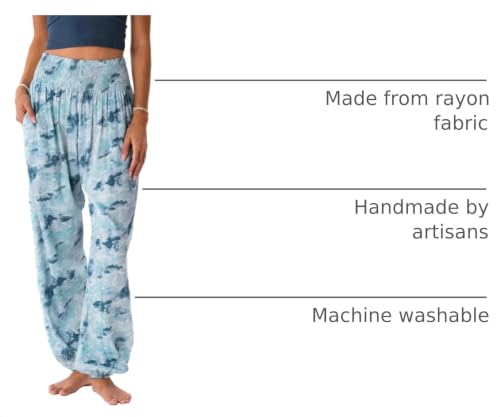 Image of Lotus and Luna Women's Harem Pants Thai Pants for Beach & Lounge High Waisted Flowy Boho Pants Genie Pants Yoga Pants