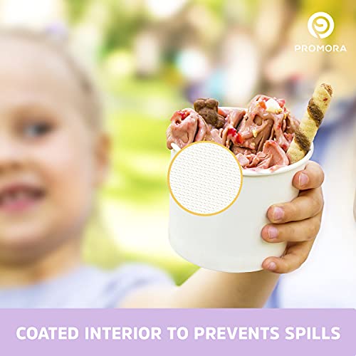 Promora 12 Oz Paper Ice Cream Cups Disposable, Disposable Bowls For Hot Soup Or Dessert With Spoons, Perfect For Hot & Cold Food, Disposable Soup Bowls, Ice Cream Bowls Disposable (White, 12 Oz) #TOP4