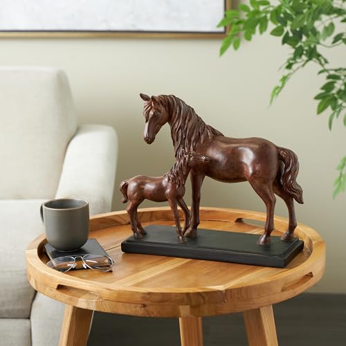 Escultura Cerámica de Caballos con Base Negra 15" x 6" x 13" miniatura 2