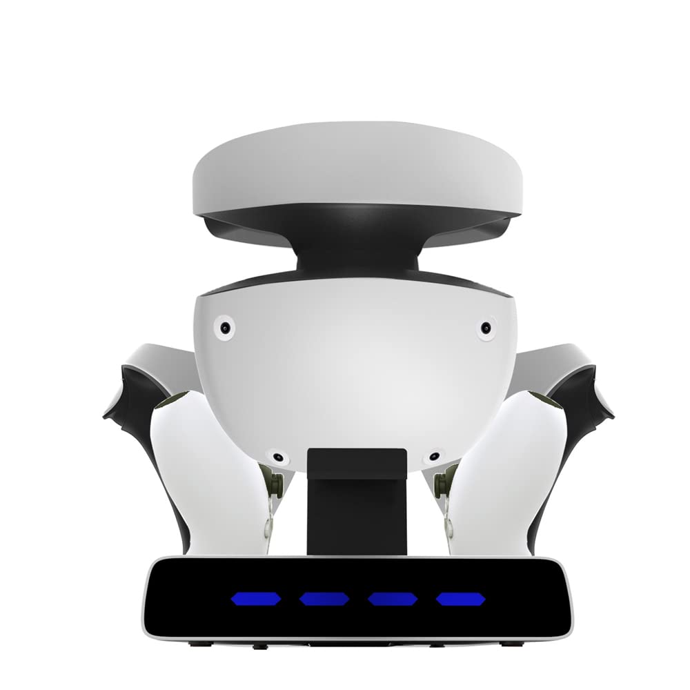 Estación de Carga del Mando con Soporte de Pantalla para Auriculares de RV para PSVR2, Cargador de Mando Accesorios de para PSVR2 con indicador LED