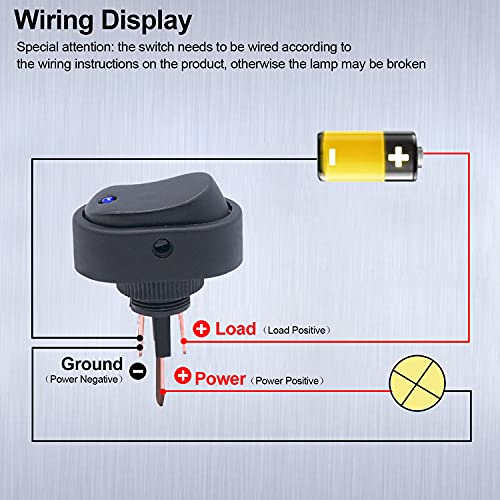 Twidec/5Pcs Led Lighted Rocker Switch Toggle 12V 30A Spst 3 Pin On-Off Blue Round Dot Switch For Car Boat Marine Asw-20D-Bu #TOP4