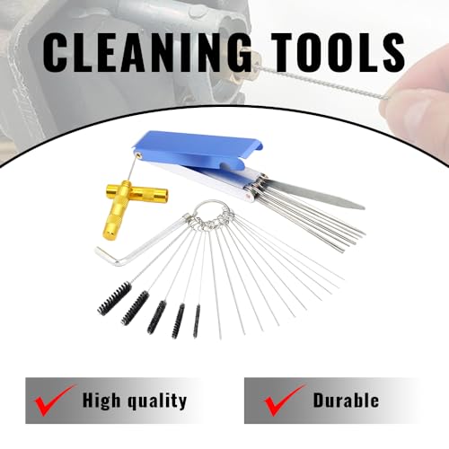 Image of Carburetor Cleaning Kit, Carburetor Tool, Stainless Steel 13 Cleaning Wires Set + 5 Nylon Brushes + 10 Cleaning Needles +1 Throttle Wrench + 1 Sharp Pick, Torch Tip Cleaner for ATV Welder Carb