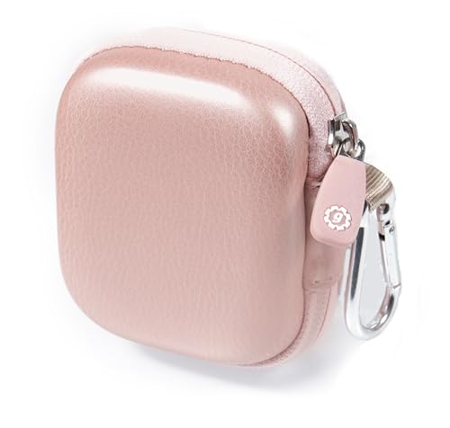 WGear Credit Card Reader Case for Square Contactless and Chip Reader, USB Cables and Small Accessories, Mesh Pocket, Secure Elastic Strap, Easy to go Carabiner (Rose Gold)