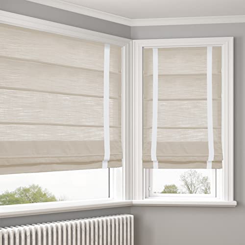 Cordless Roman Shades, Light Filtering Sand Beige Fabric Window Shades #TOP1