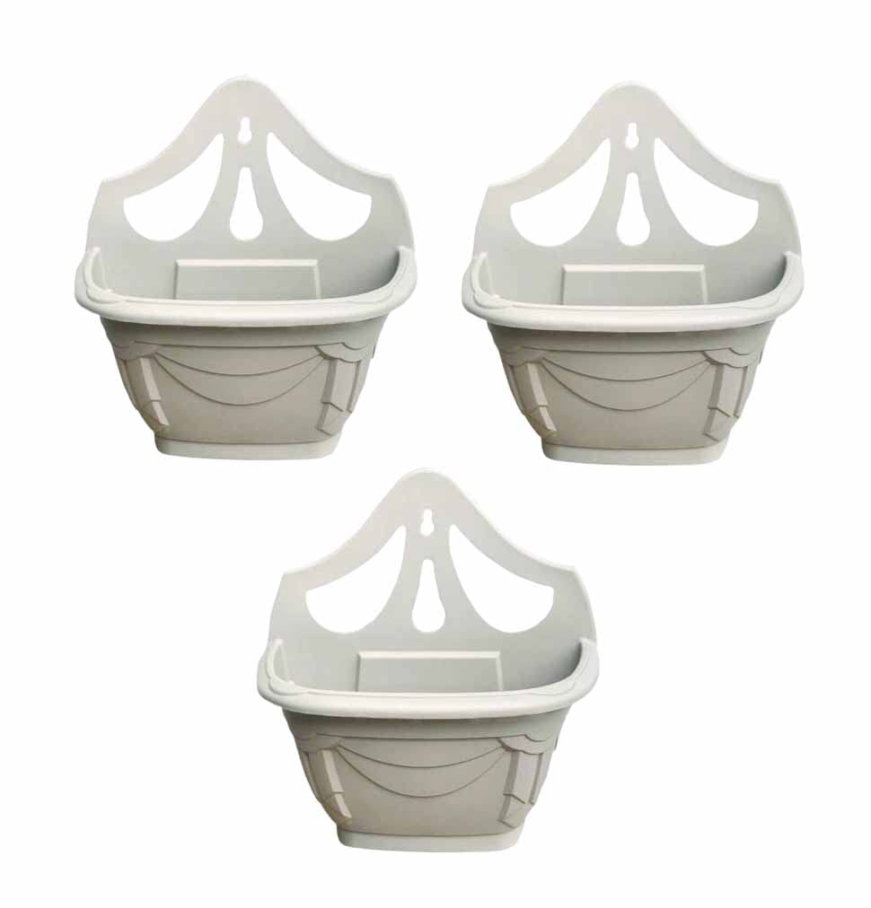 HOMION 31cm Venetian Wall Planter Hanging Basket Flower planter Plastic (TAUPE, 3 baskets)