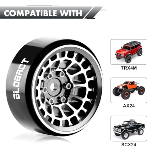 GLOBACT Aluminum Alloy 1.3" Beadlock Wheels -3.75mm Offset for SCX24 AX24 TRX4M Upgrade 1/18 1/24 RC Crawler Parts (Black) by GLOBACT - Image 2