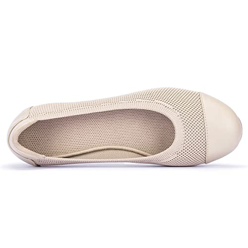Image of Frank Mully Women's Ballet Flats Round Toe Walking Flats Slip On Work Shoes Knitted Flats Shoes for Woman Soft Lightweight