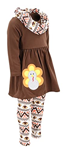 Image of Unique Baby Girls Kids Toddler 3pc Outfit Set Long Sleeve Cotton Blend Tunic Top Leggings and Scarf