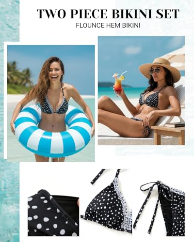 Image of Tempt Me Women Triangle Bikini Sets Halter Two Piece Sexy Swimsuit String Tie Side Bathing Suit