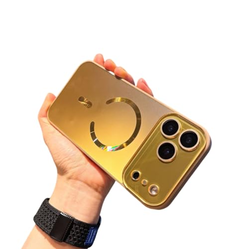 Coque de protection souple iPhone 15 avec cadre magnétique doré et effet laser