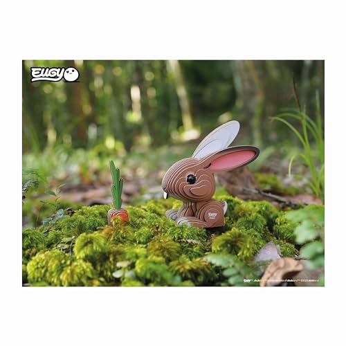 EUGY 650071 Hase, 3D Tier-Puzzle für Kinder und Erwachsene zum Zusammenbauen, DIY Tierfigur, Bastelset ab 6 Jahren
