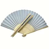 LeDly Abanicos plegables personalizados azul cielo - Abanicos de seda grabados, abanicos personalizados de bambú y seda -...