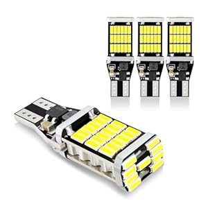 Slykew 4 PCS LED Reverse Lights, T15 4014 45SMD Turn Signal Bulbs, Canbus Error Free Brake Stop Cargo Backup Lights, 6500K High Brightness Brake Light for Most Cars (White)