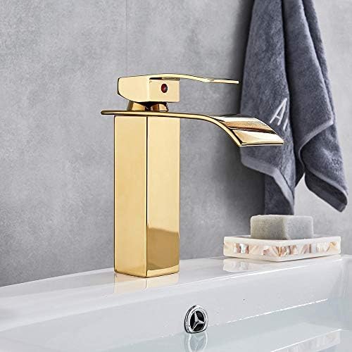 Mitigeur de lavabo eau chaude froide robinet salle de bains doré