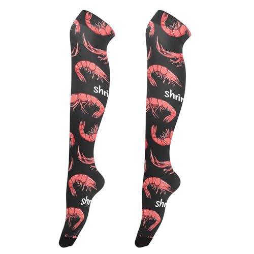 Red Shrimp Womens Knee High Socks Black Women's Sheers Novelty Long Tube Socks Stocking
