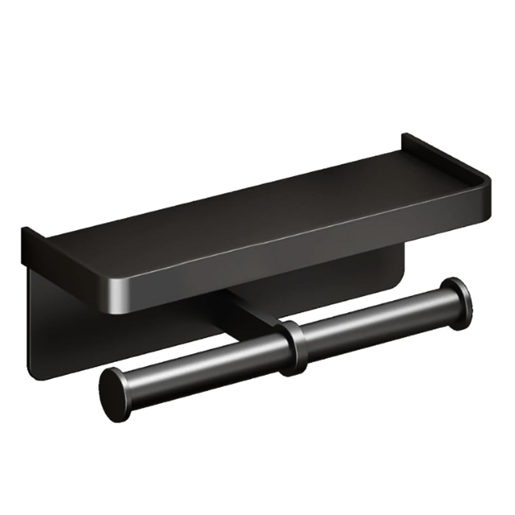 CTRLZS Wall-Mounted Aluminum Alloy Toilet Paper Holder Tissue Rack Bathroom Accessories Black