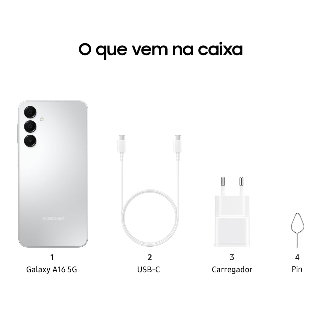 SAMSUNG Galaxy A16 4G Dual SIM (128GB, 2025) 6.7" 90Hz AMOLED, Splash Resistant, 8Core, 50MP Camera (Factory Unlocked International Model for GSM, Global) A165M/DS (25W Fast Charger Bundle, Grey)